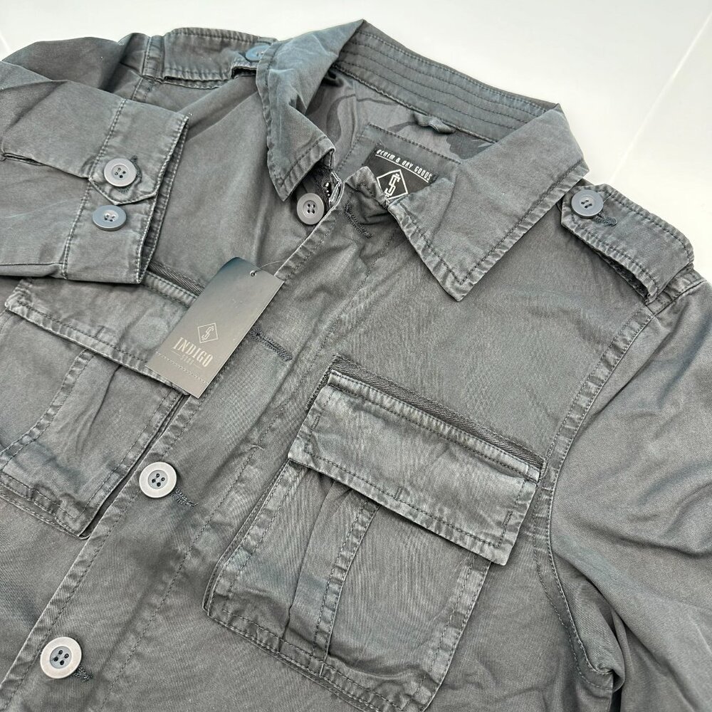 Indigo Star Major Lightweight Patch Pockets Military‎ Jacket , Size S, Dark Gray